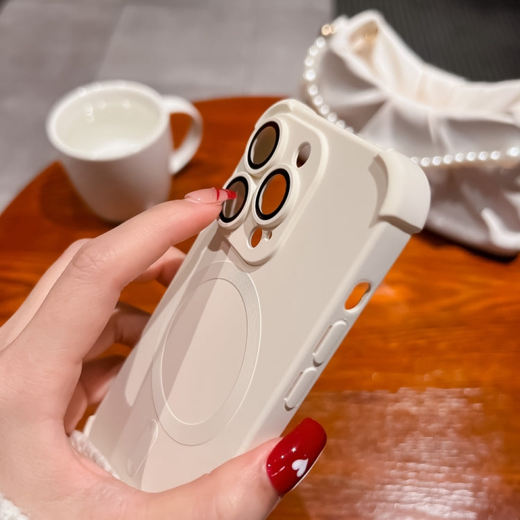 For iPhone 15 Four Corner Shockproof Skin Feel MagSafe Magnetic Phone Case(White) - iPhone 15 Cases by buy2fix | Online Shopping UK | buy2fix