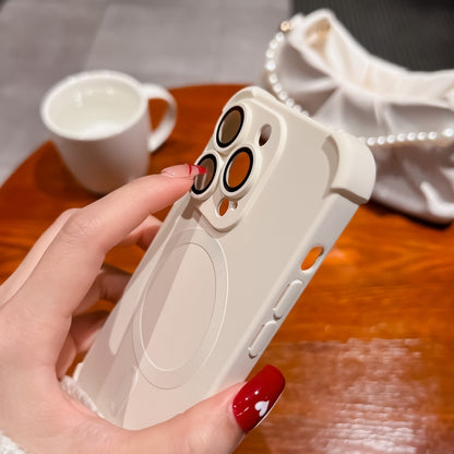 For iPhone 15 Four Corner Shockproof Skin Feel MagSafe Magnetic Phone Case(White) - iPhone 15 Cases by buy2fix | Online Shopping UK | buy2fix