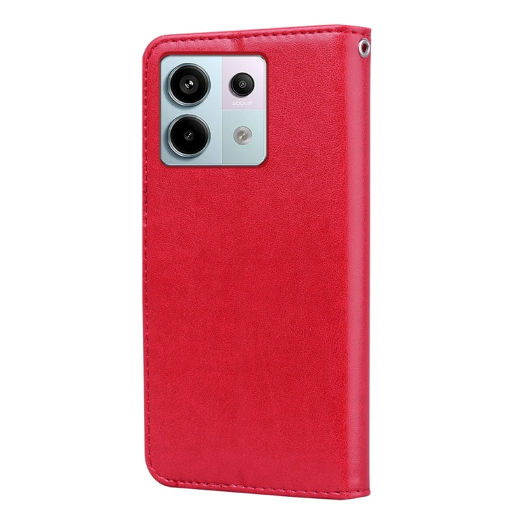 For Xiaomi Redmi Note 13 Pro 5G / Poco X6 Rose Embossed Flip PU Leather Phone Case(Red) - Xiaomi Cases by buy2fix | Online Shopping UK | buy2fix