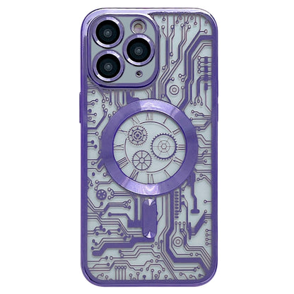 For iPhone 11 Pro Electroplated Circuit Board Pattern MagSafe Phone Case(Purple) by buy2fix