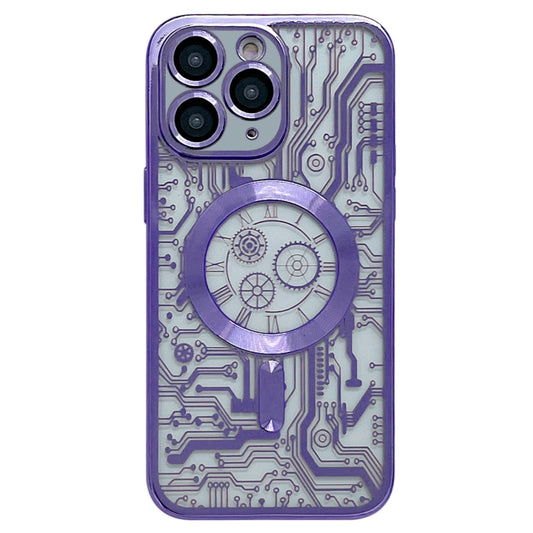 For iPhone 11 Pro Electroplated Circuit Board Pattern MagSafe Phone Case(Purple) by buy2fix