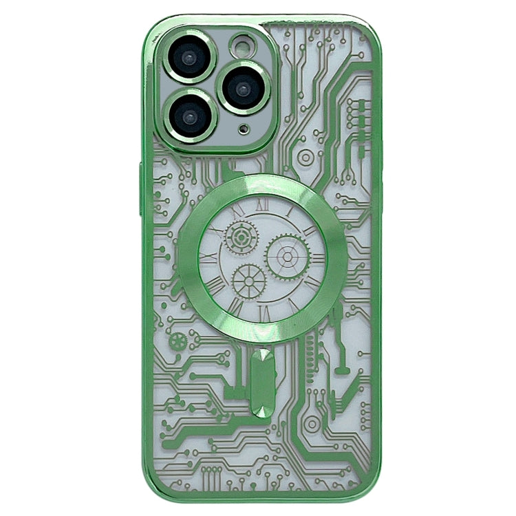 For iPhone 11 Pro Electroplated Circuit Board Pattern MagSafe Phone Case(Green) by buy2fix