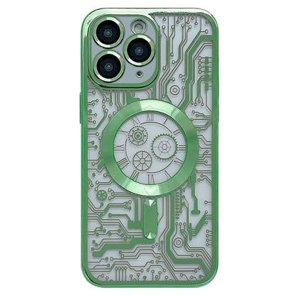 For iPhone 11 Pro Electroplated Circuit Board Pattern MagSafe Phone Case(Green) by buy2fix