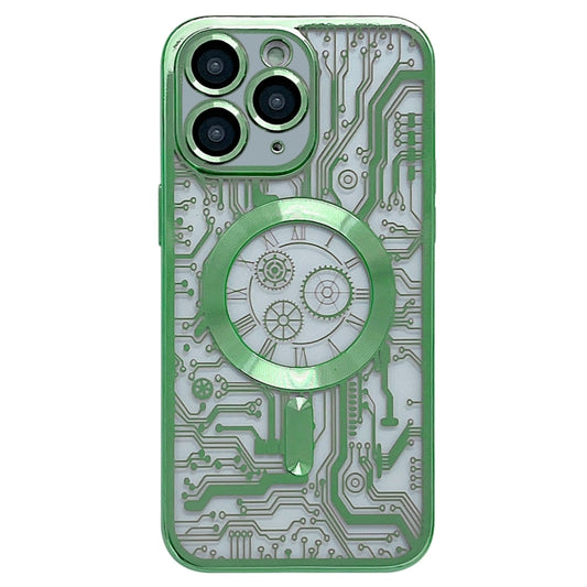 For iPhone 11 Pro Electroplated Circuit Board Pattern MagSafe Phone Case(Green) by buy2fix