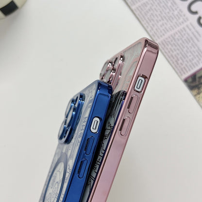 For iPhone 12 Electroplated Circuit Board Pattern MagSafe Phone Case(Pink) by buy2fix