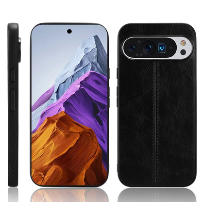 For Google Pixel 9 Pro XL Cow Pattern Sewing Back Cover Phone Case(Black) by buy2fix