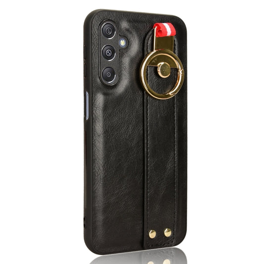 For Samsung Galaxy M34 5G Wristband Leather Back Phone Case(Black) by buy2fix