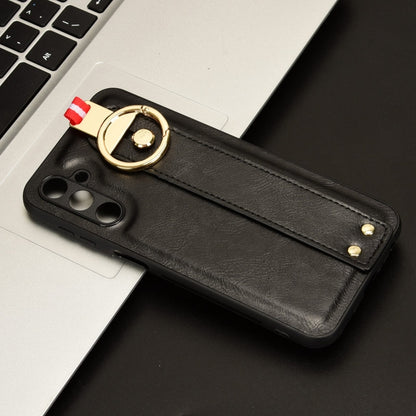 For Samsung Galaxy M34 5G Wristband Leather Back Phone Case(Black) by buy2fix