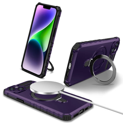 For iPhone 14 MagSafe Magnetic Holder Phone Case(Purple) by buy2fix