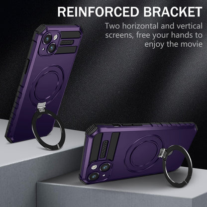 For iPhone 14 MagSafe Magnetic Holder Phone Case(Purple) by buy2fix