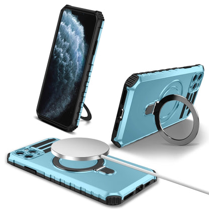 For iPhone 11 Pro Max MagSafe Magnetic Holder Phone Case(Light Blue) by buy2fix