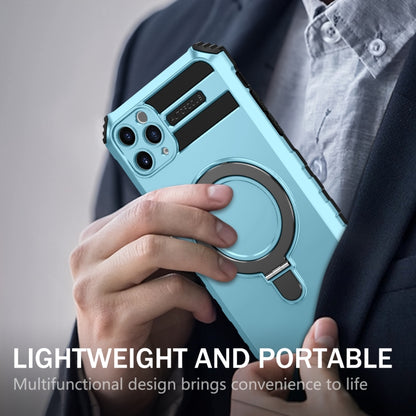 For iPhone 11 Pro Max MagSafe Magnetic Holder Phone Case(Light Blue) by buy2fix