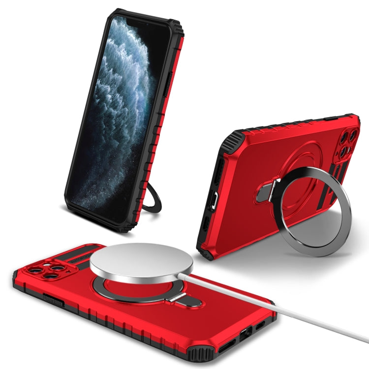 For iPhone 11 Pro MagSafe Magnetic Holder Phone Case(Red) by buy2fix
