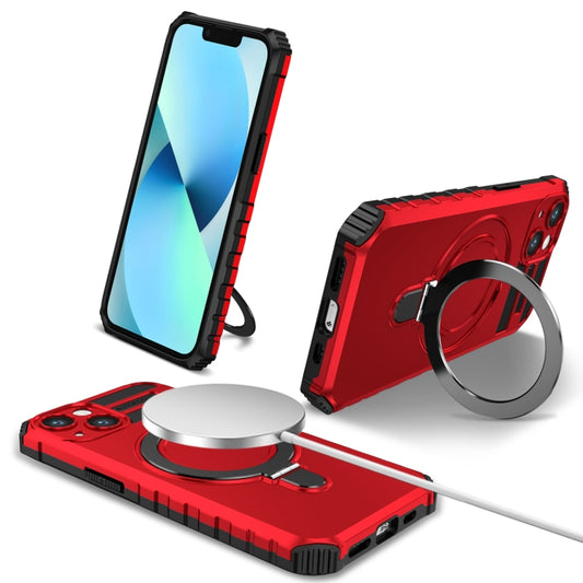 For iPhone 13 MagSafe Magnetic Holder Phone Case(Red) - iPhone 13 Cases by buy2fix | Online Shopping UK | buy2fix