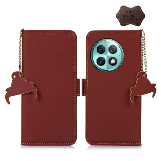 For OnePlus Ace 2 Pro Genuine Leather Magnetic RFID Leather Phone Case(Coffee) - OnePlus Cases by buy2fix | Online Shopping UK | buy2fix