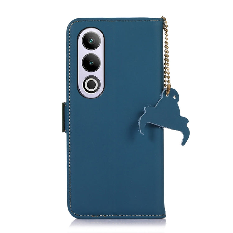 For OnePlus Nord CE4 5G Global Genuine Leather Magnetic RFID Leather Phone Case(Blue) - OnePlus Cases by buy2fix | Online Shopping UK | buy2fix