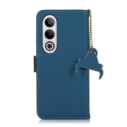 For OnePlus Nord CE4 5G Global Genuine Leather Magnetic RFID Leather Phone Case(Blue) - OnePlus Cases by buy2fix | Online Shopping UK | buy2fix