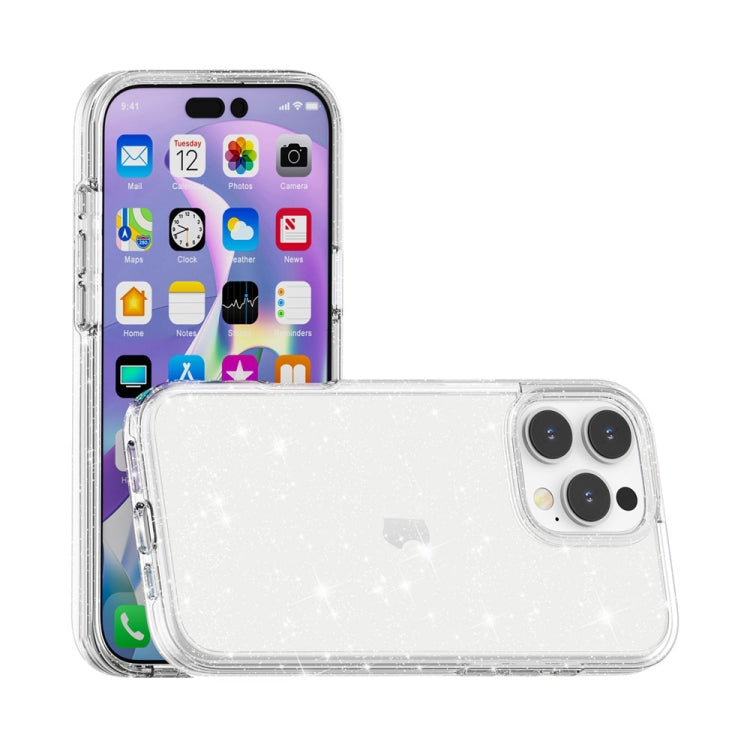 For iPhone 16 Pro Max Shockproof Terminator Glitter Powder Phone Case(White) by buy2fix
