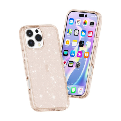 For iPhone 16 Pro Shockproof Terminator Glitter Powder Phone Case(Gold) by buy2fix