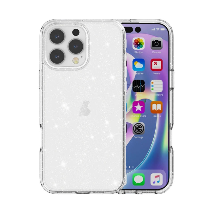 For iPhone 16 Pro Shockproof Terminator Glitter Powder Phone Case(White) by buy2fix