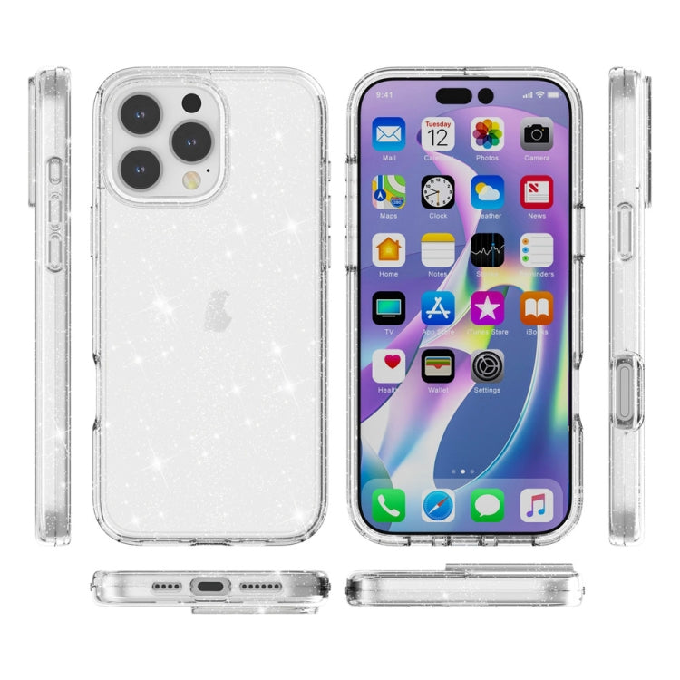 For iPhone 16 Pro Shockproof Terminator Glitter Powder Phone Case(White) by buy2fix