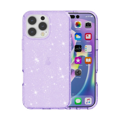 For iPhone 16 Pro Shockproof Terminator Glitter Powder Phone Case(Purple) by buy2fix