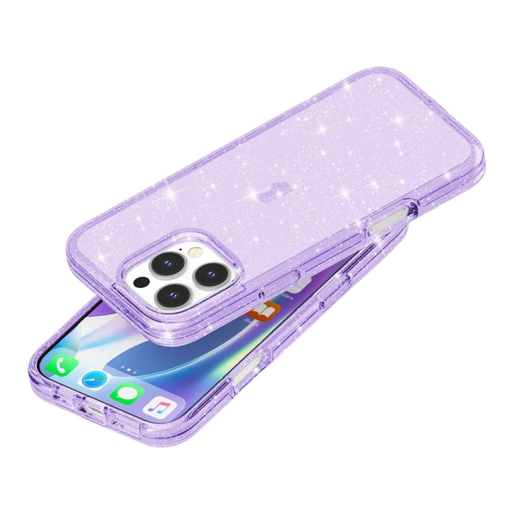 For iPhone 16 Pro Shockproof Terminator Glitter Powder Phone Case(Purple) by buy2fix