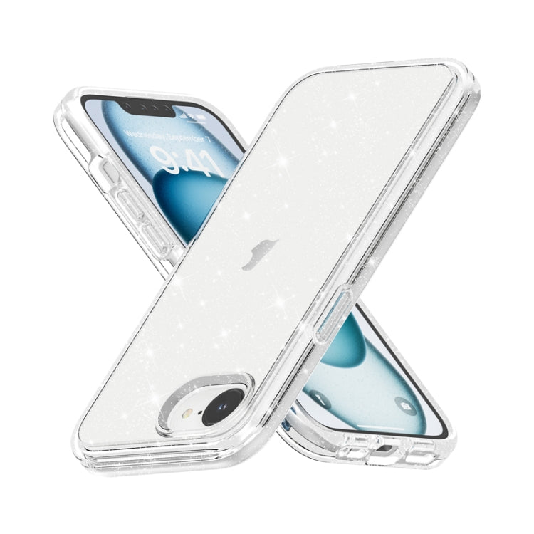For iPhone 16e Shockproof Terminator Glitter Powder Phone Case(White) - iPhone 16e Cases by buy2fix | Online Shopping UK | buy2fix