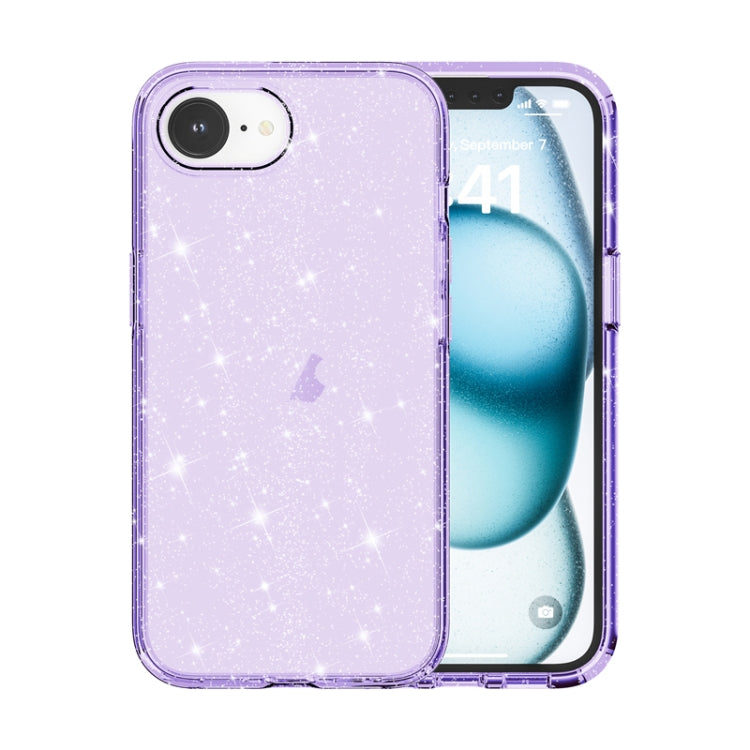 For iPhone 16e Shockproof Terminator Glitter Powder Phone Case(Purple) - iPhone 16e Cases by buy2fix | Online Shopping UK | buy2fix