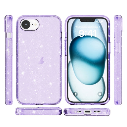 For iPhone 16e Shockproof Terminator Glitter Powder Phone Case(Purple) - iPhone 16e Cases by buy2fix | Online Shopping UK | buy2fix