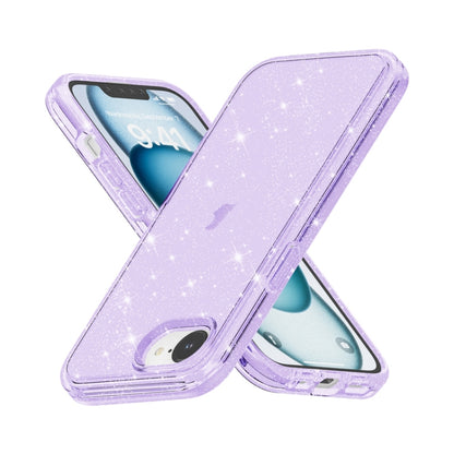 For iPhone 16e Shockproof Terminator Glitter Powder Phone Case(Purple) - iPhone 16e Cases by buy2fix | Online Shopping UK | buy2fix