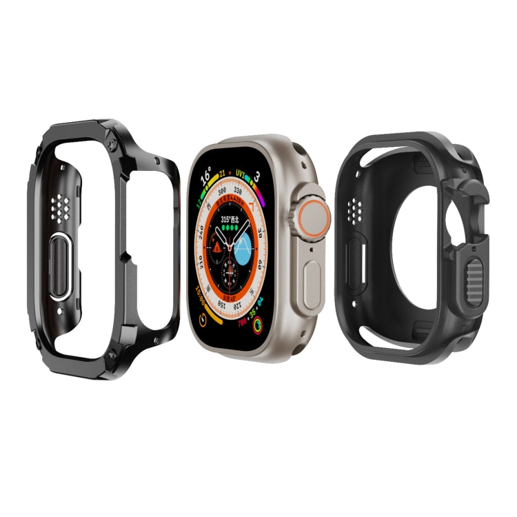 For Apple Watch Ultra 3 / 2 / 1 49mm 2-in-1 PC Hybrid TPU Armor Watch Case(Black) by buy2fix