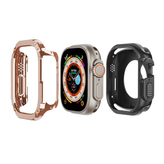 For Apple Watch Ultra 3 / 2 / 1 49mm 2-in-1 PC Hybrid TPU Armor Watch Case(Rose Gold) by buy2fix