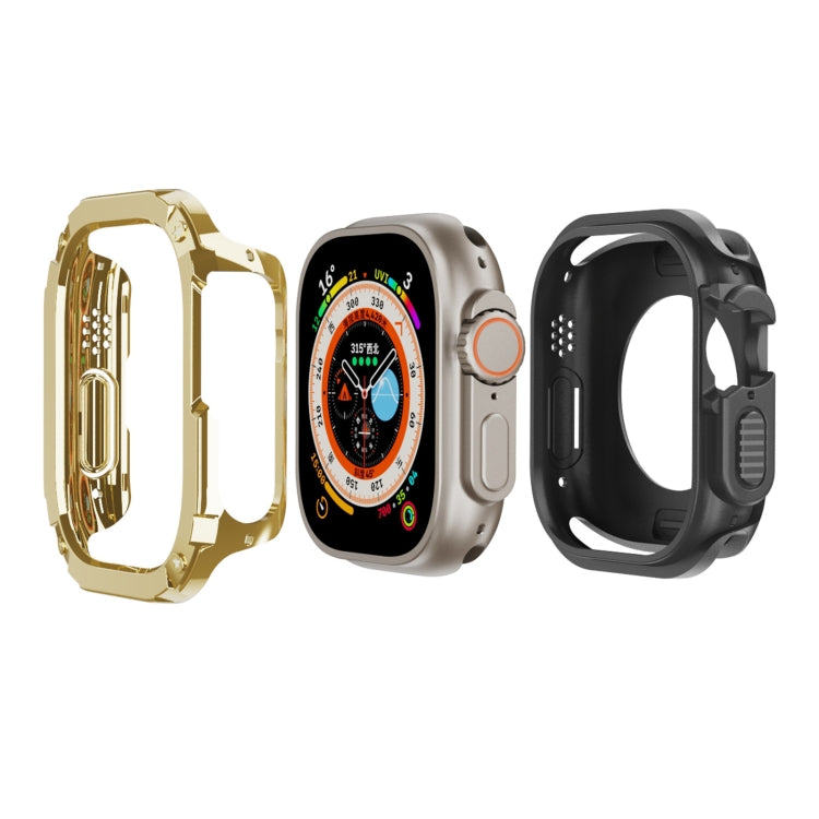 For Apple Watch Ultra 3 / 2 / 1 49mm 2-in-1 PC Hybrid TPU Armor Watch Case(Gold) by buy2fix
