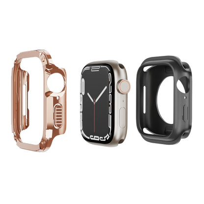 For Apple Watch Series 9 / 8 / 7 41mm 2-in-1 PC Hybrid TPU Armor Watch Case(Rose Gold) by buy2fix