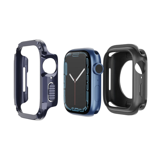 For Apple Watch Series 9 / 8 / 7 41mm 2-in-1 PC Hybrid TPU Armor Watch Case(Midnight Blue) by buy2fix