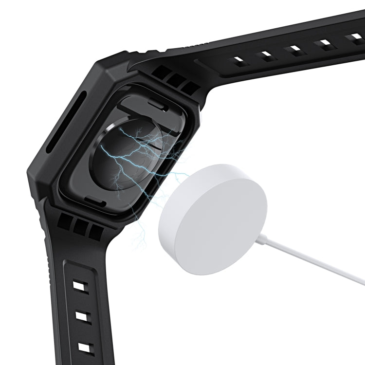 For Apple Watch Ultra 3 / 2 49mm PC Rugged Case Integrated TPU Watch Band(Black) by buy2fix