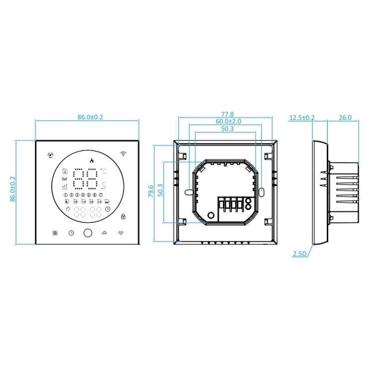 BHT-008GBL 95-240V AC 16A Smart Home Electric Heating LED Thermostat Without WiFi(White) - Thermostat & Thermometer by buy2fix | Online Shopping UK | buy2fix
