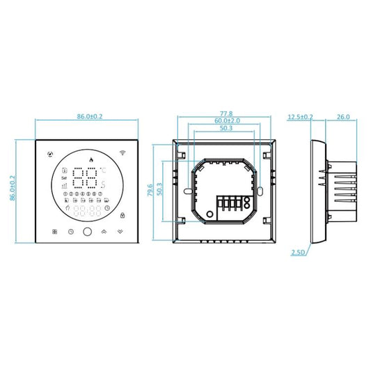 BHT-008GBL 95-240V AC 16A Smart Home Electric Heating LED Thermostat Without WiFi(Black) - Thermostat & Thermometer by buy2fix | Online Shopping UK | buy2fix