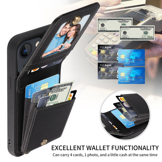 For iPhone 13 Crossbody Lanyard Zipper Wallet Leather Phone Case(Black) - iPhone 13 Cases by buy2fix | Online Shopping UK | buy2fix
