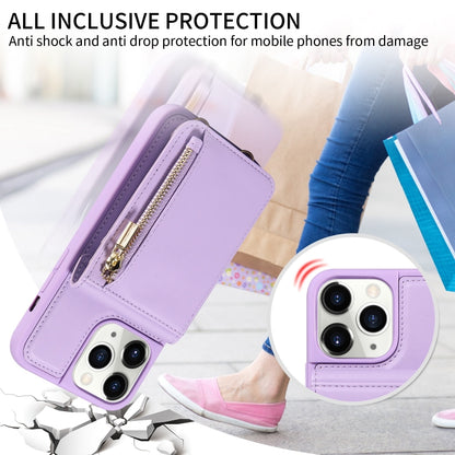 For iPhone 11 Pro Crossbody Lanyard Zipper Wallet Leather Phone Case(Purple) - iPhone 11 Pro Cases by buy2fix | Online Shopping UK | buy2fix