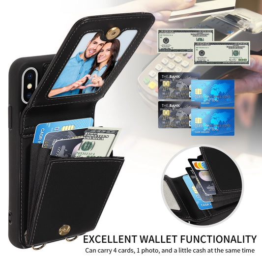 For iPhone XS Max Crossbody Lanyard Zipper Wallet Leather Phone Case(Black) - More iPhone Cases by buy2fix | Online Shopping UK | buy2fix