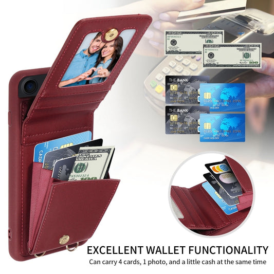 For iPhone SE 2022/ 7 / 8 Crossbody Lanyard Zipper Wallet Leather Phone Case(Wine Red) - iPhone SE 2022 / 2020 / 8 / 7 Cases by buy2fix | Online Shopping UK | buy2fix