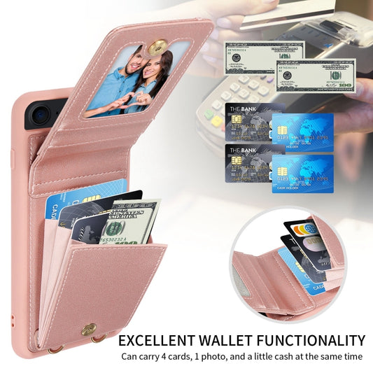 For iPhone SE 2022/ 7 / 8 Crossbody Lanyard Zipper Wallet Leather Phone Case(Rose Gold) - iPhone SE 2022 / 2020 / 8 / 7 Cases by buy2fix | Online Shopping UK | buy2fix