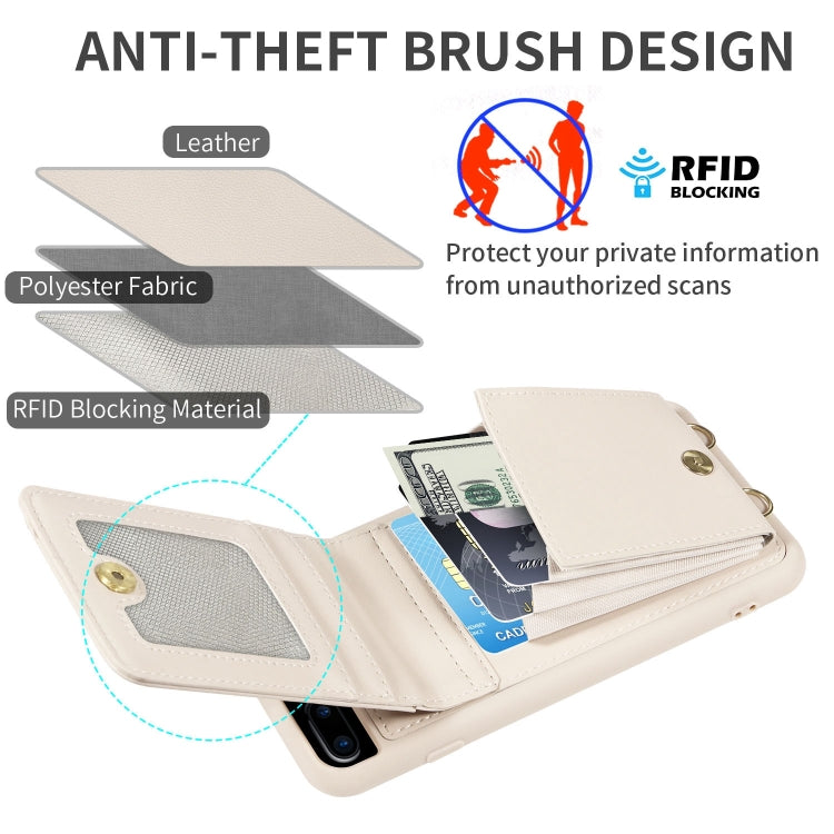 For iPhone 7 Plus / 8 Plus Crossbody Lanyard Zipper Wallet Leather Phone Case(Beige) - More iPhone Cases by buy2fix | Online Shopping UK | buy2fix