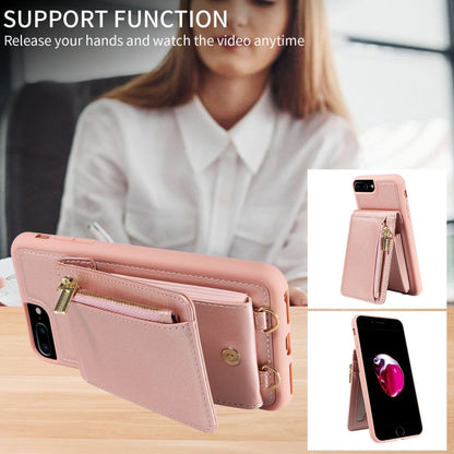 For iPhone 7 Plus / 8 Plus Crossbody Lanyard Zipper Wallet Leather Phone Case(Rose Gold) - More iPhone Cases by buy2fix | Online Shopping UK | buy2fix
