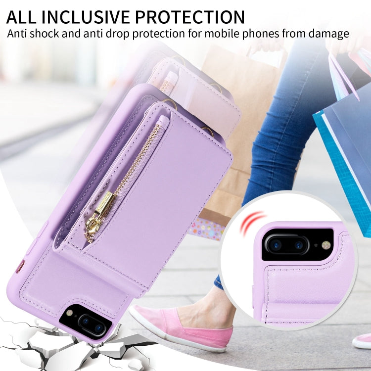 For iPhone 7 Plus / 8 Plus Crossbody Lanyard Zipper Wallet Leather Phone Case(Purple) - More iPhone Cases by buy2fix | Online Shopping UK | buy2fix