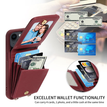 For iPhone 15 Pro Crossbody Lanyard Zipper Wallet Leather Phone Case(Wine Red) - iPhone 15 Pro Cases by buy2fix | Online Shopping UK | buy2fix