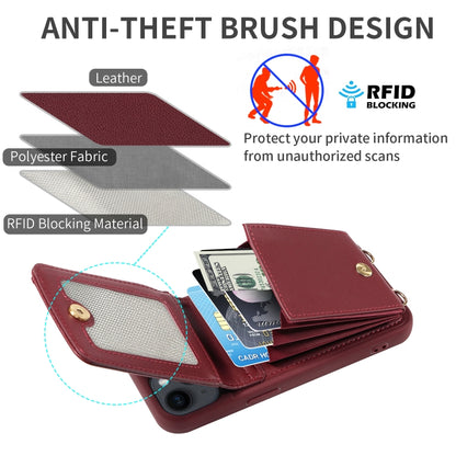 For iPhone 15 Pro Crossbody Lanyard Zipper Wallet Leather Phone Case(Wine Red) - iPhone 15 Pro Cases by buy2fix | Online Shopping UK | buy2fix