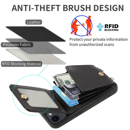 For iPhone 15 Pro Crossbody Lanyard Zipper Wallet Leather Phone Case(Black) - iPhone 15 Pro Cases by buy2fix | Online Shopping UK | buy2fix